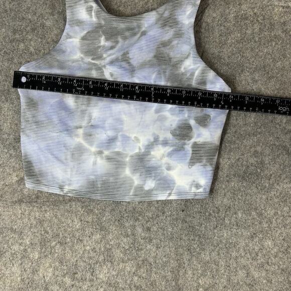 Athleta Conscious Crop A-C Cup Bra Womens Small Striped Purple Blue Gray - Picture 3 of 7